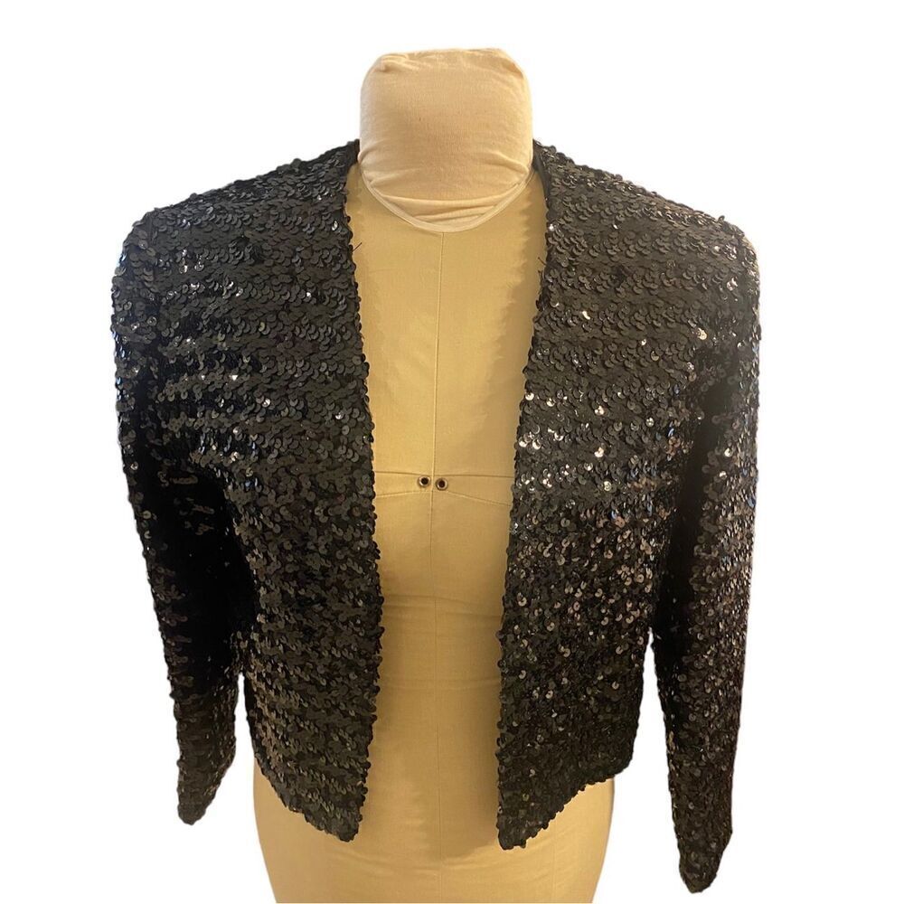 Career Guild Sequin Bolero Style Open Front Jacket Sz. 8 Cocktail Pty